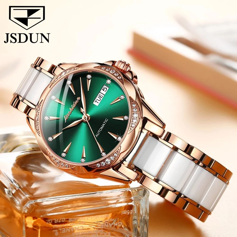 JSDUN 8821 Automatische Mechanische Uhren Frau Wasserdicht klassische uhr Luxus elegante Marke keramik Damen uhr
JSDUN 8821 Automatische Mechanische Uhren Frau Wasserdicht klassische uhr Luxus elegante Marke keramik Damen uhr