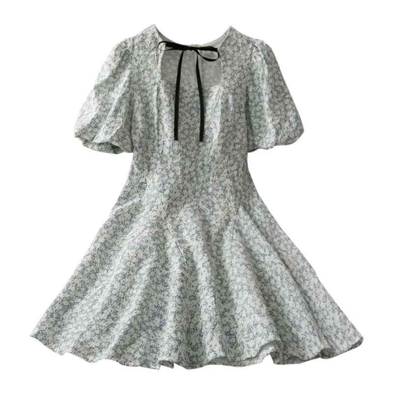 2021 Summer Western Style Crocheted Bow Tied High Waist Dress Women's New Puff Sleeve Mid-Length A- line Dress
2021 Summer Western Style Crocheted Bow Tied High Waist Dress Women's New Puff Sleeve Mid-Length A- line Dress