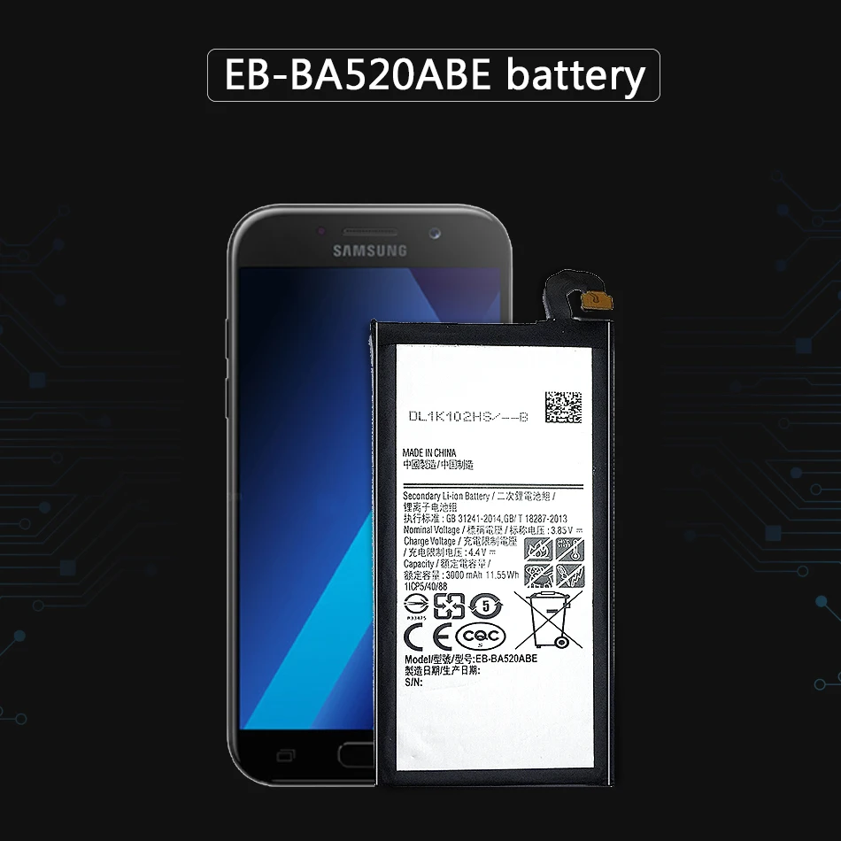 Фото Аккумулятор для Samsung A5 2017 A520 3000 мач высокое качество аккумулятор с аккумулятором