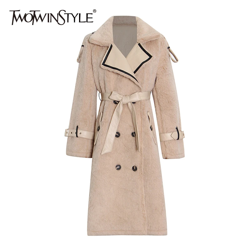 TWOTWINSTYLE Casual Tweed Trench For Women High Waist Lace Up Lapel Long Sleeve Loose Oversized Coats Female 2021 Winter Clothes
TWOTWINSTYLE Casual Tweed Trench For Women High Waist Lace Up Lapel Long Sleeve Loose Oversized Coats Female 2021 Winter Clothes