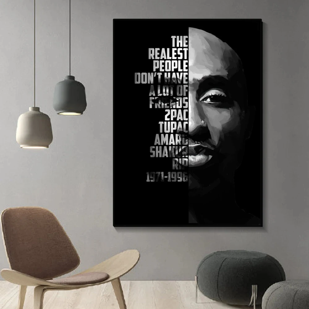 Parker Shakur's famous hip-hop singer canvas painting sand posters,black and white text portrait art picture for home decoration
Parker Shakur's famous hip-hop singer canvas painting sand posters,black and white text portrait art picture for home decoration