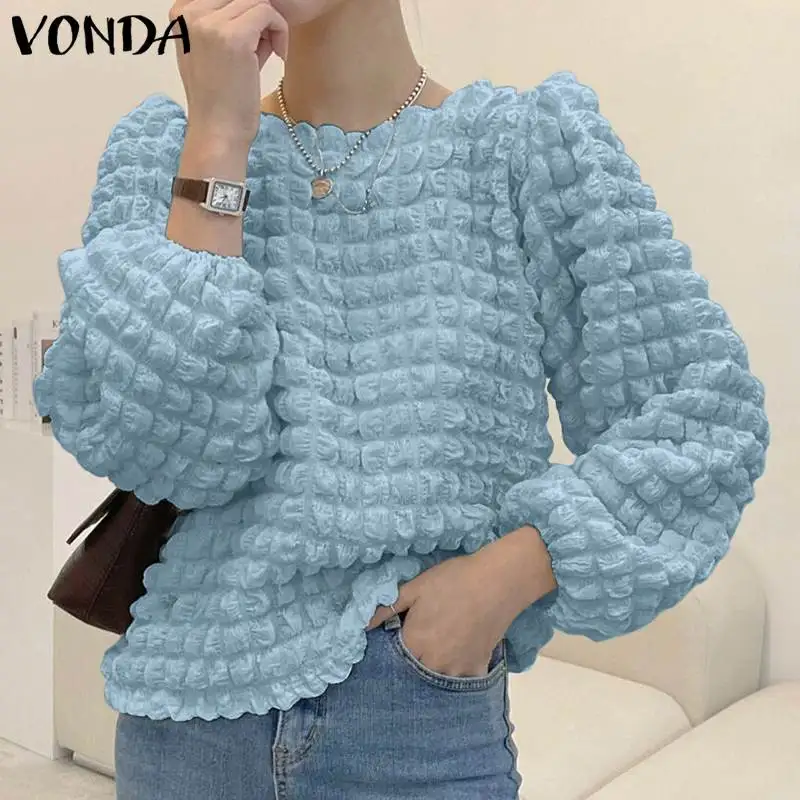 Женские рубашки 2022 VONDA, повседневная офисная блузка с круглым вырезом и рукавами-фонариками, плиссированная однотонная Повседневная блузка...
Женские рубашки 2022 VONDA, повседневная офисная блузка с круглым вырезом и рукавами-фонариками, плиссированная однотонная Повседневная блузка...
