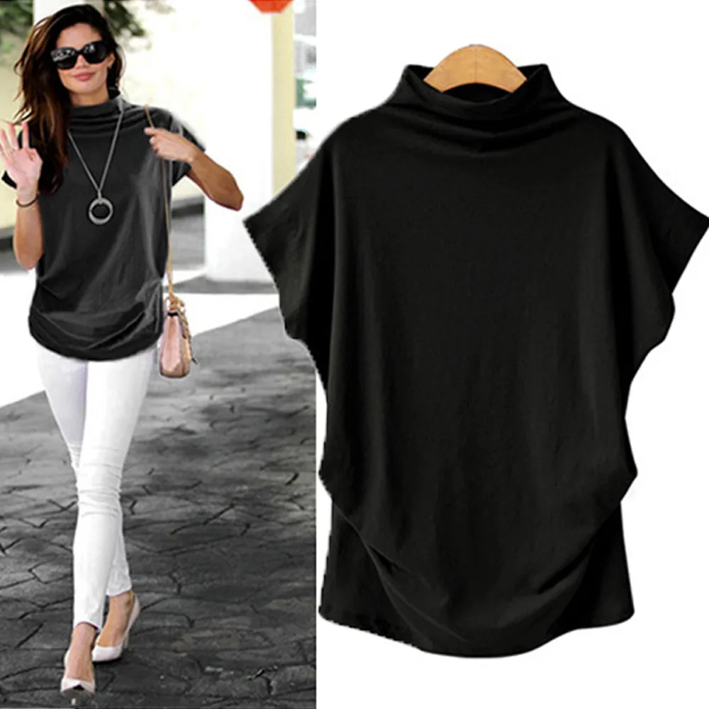 New 2021 t shirt women Turtleneck Short Sleeve Cotton Solid Casual summer T Shirt large Plus Size S-5XL tshirt vetement femme
New 2021 t shirt women Turtleneck Short Sleeve Cotton Solid Casual summer T Shirt large Plus Size S-5XL tshirt vetement femme