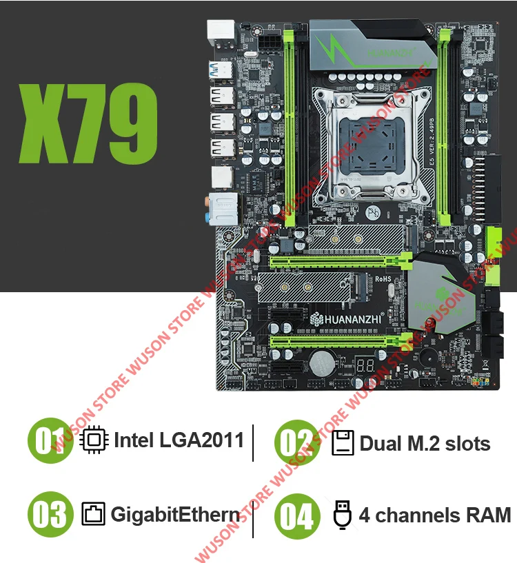 Материнская плата HUANANZHI X79 Pro CPU RAM bundle LGA2011 материнская с M.2 слотом Xeon E5 1660 3 ГГц ОЗУ 16