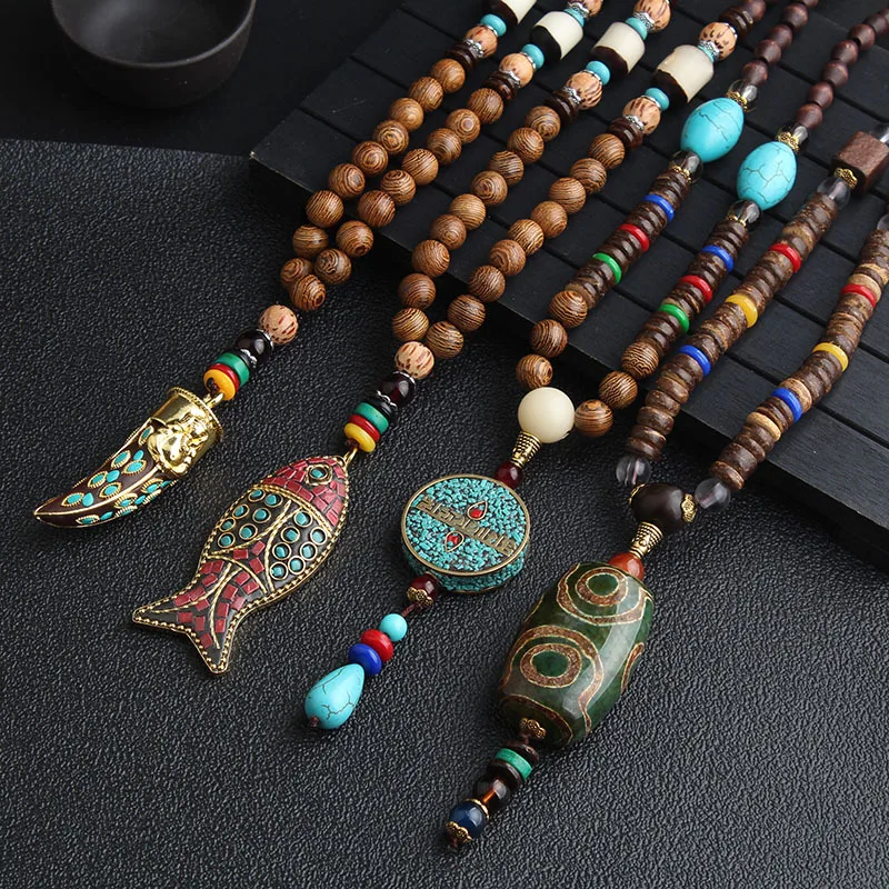 Handmade Men Nepal Necklace Buddhist Mala Wood Beads Pendant Necklace Ethnic Long Sweater Chain Women Jewelry
Handmade Men Nepal Necklace Buddhist Mala Wood Beads Pendant Necklace Ethnic Long Sweater Chain Women Jewelry