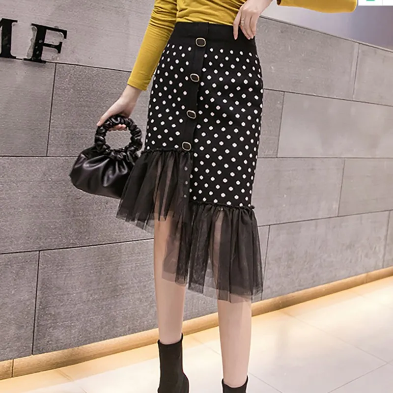 Ladies Elastic High Waist Fairy Skirt Irregular Polka Dot All-Match A-Line Black Skirt 2021
Ladies Elastic High Waist Fairy Skirt Irregular Polka Dot All-Match A-Line Black Skirt 2021