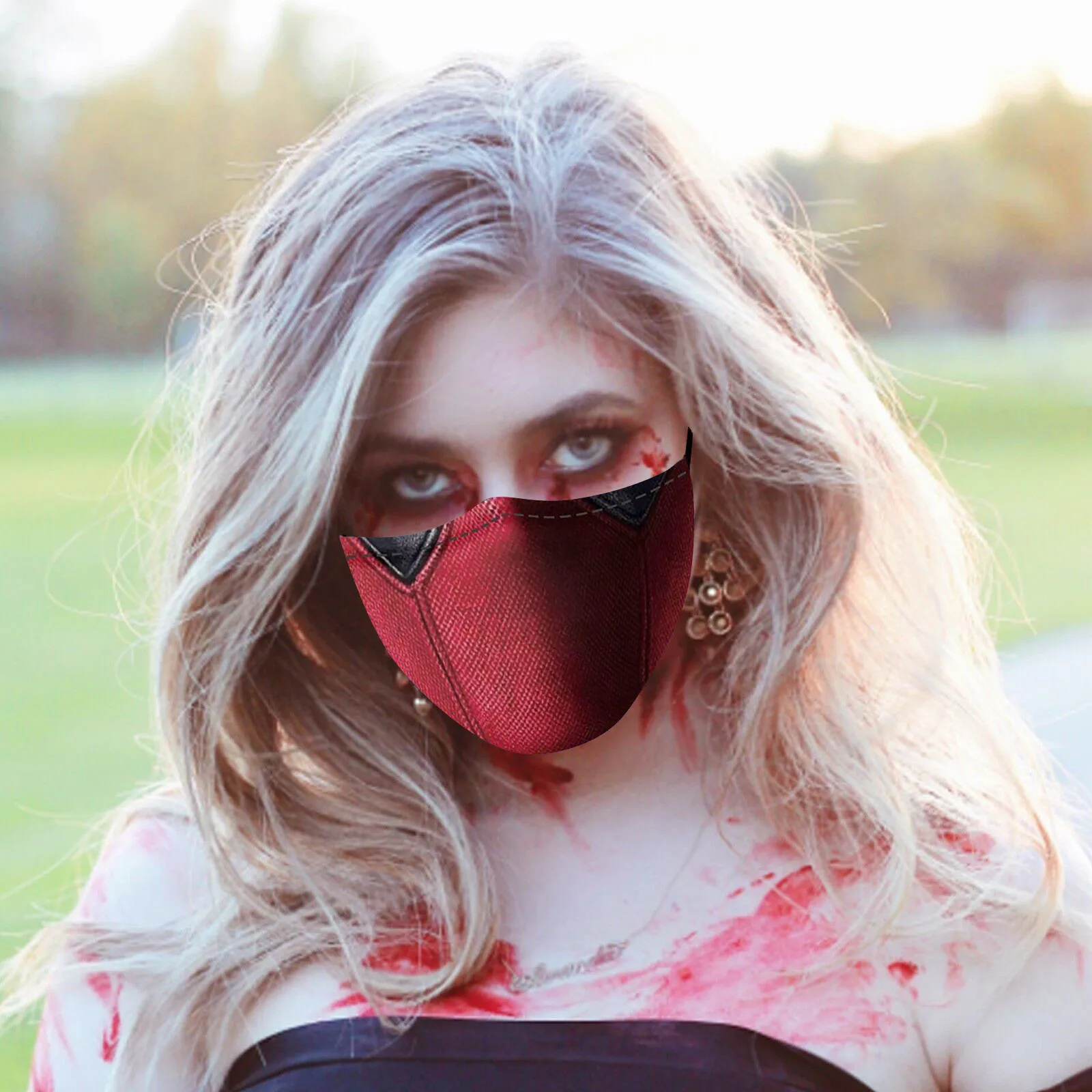 Многоразовая маска для косплея Хэллоуина с принтом волка вампира хлопковая лица