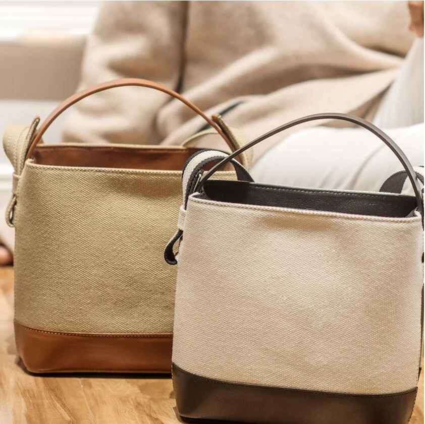 Fashionable textured leather bucket bag new Design High quality canvas shoulder bag contrast slant straddle handbag
Fashionable textured leather bucket bag new Design High quality canvas shoulder bag contrast slant straddle handbag
