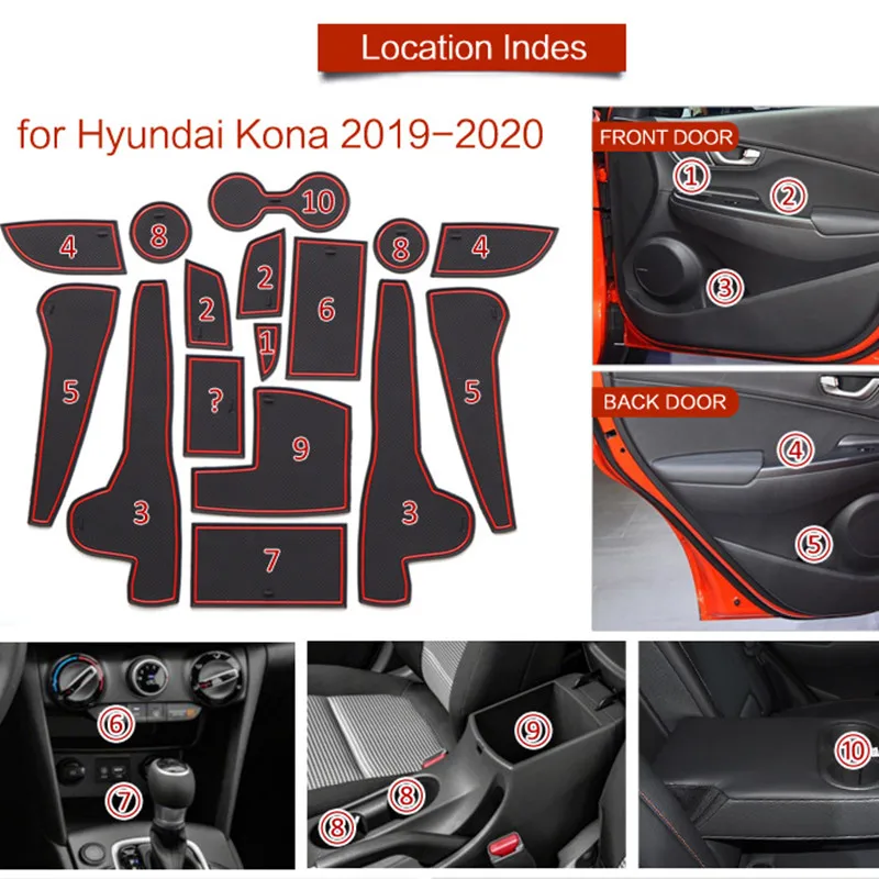 3D резиновый коврик для Hyundai Kona 2019 2020 внутренний Противоскользящий подушка чашки