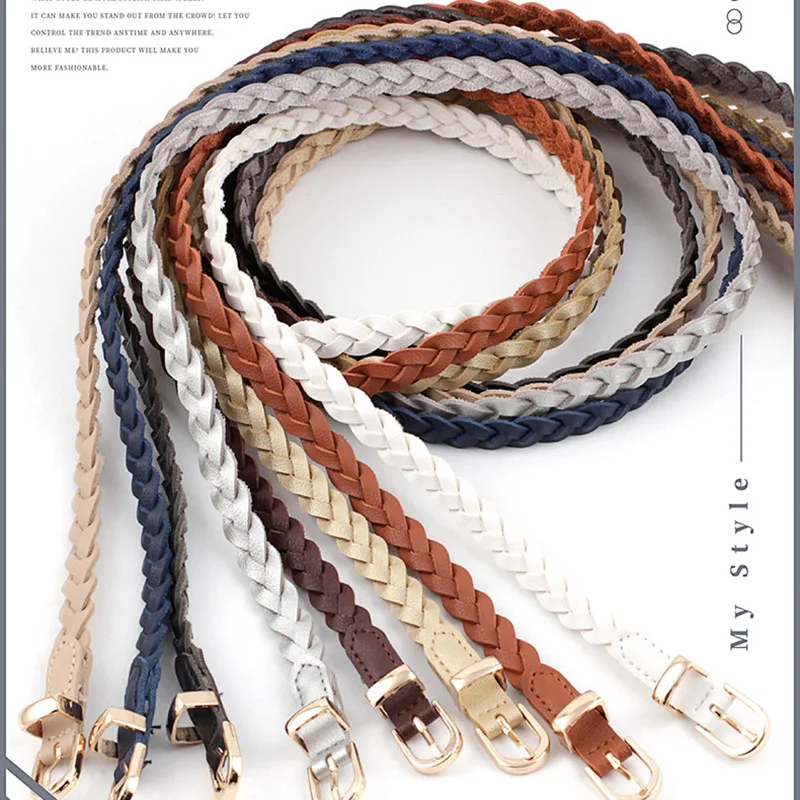 2021 New Women's Dress Thin Belt Pu Leather Braided Belt Golden Pin Buckle 1.2cm Width New Fashion Causal Waistband Length 110cm
2021 New Women's Dress Thin Belt Pu Leather Braided Belt Golden Pin Buckle 1.2cm Width New Fashion Causal Waistband Length 110cm
