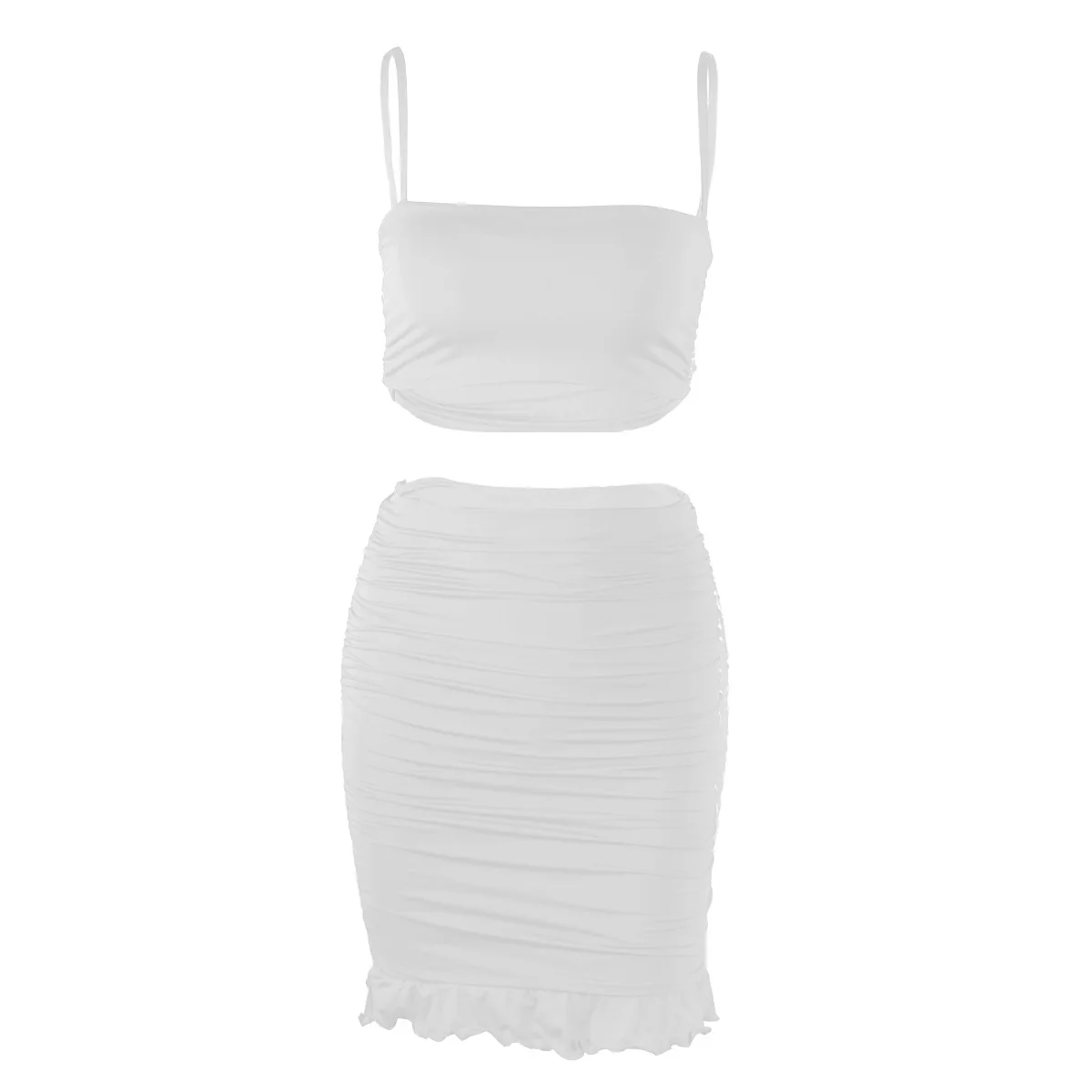 Women Sexy Bodycon 2 Piece Dress Set Ruffles Solid Outfits Spaghetti Strap Crop Top Summer Mini Skirts Suits Fashion Streetwear
Women Sexy Bodycon 2 Piece Dress Set Ruffles Solid Outfits Spaghetti Strap Crop Top Summer Mini Skirts Suits Fashion Streetwear