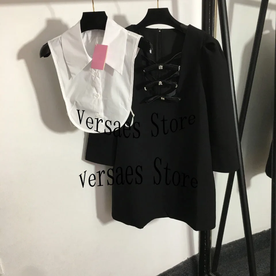 2021 luxury design shining nail diamond bow fashion women's temperament splicing loose shirt collar loose Long Sleeve Dress
2021 luxury design shining nail diamond bow fashion women's temperament splicing loose shirt collar loose Long Sleeve Dress