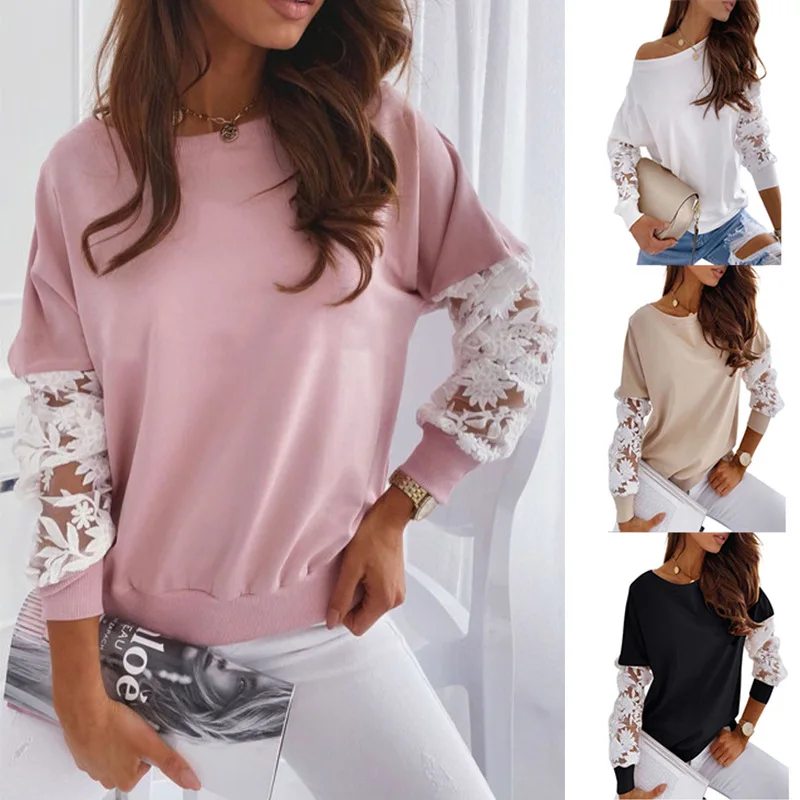 Autumn New Fashion Embroidery Hoodies Women Pullover Blouse Casual Lace Stitching Hollow Long Sleeve Sweatshirt Tops 2021
Autumn New Fashion Embroidery Hoodies Women Pullover Blouse Casual Lace Stitching Hollow Long Sleeve Sweatshirt Tops 2021