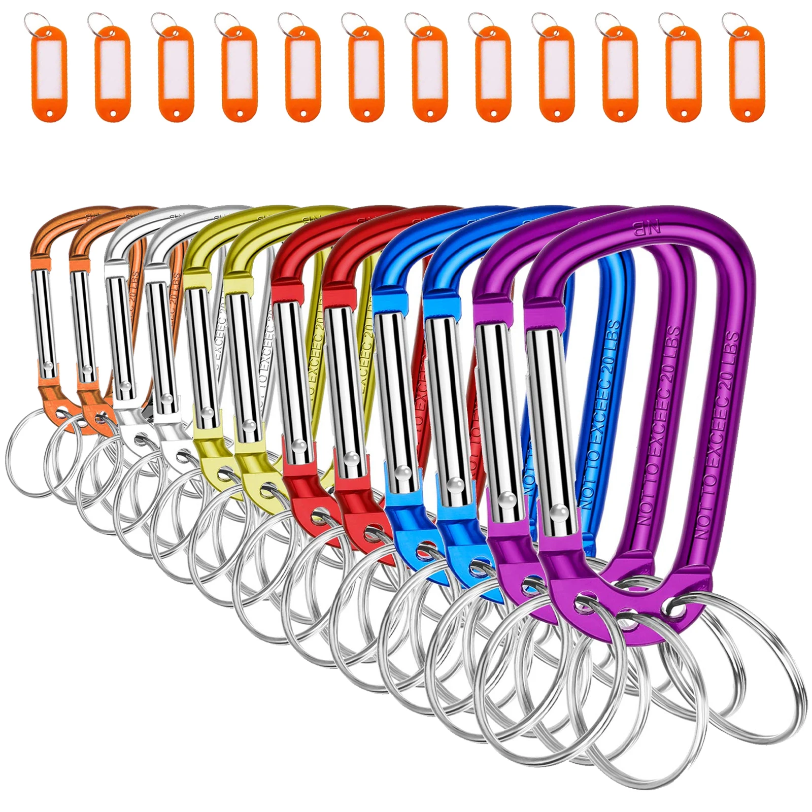 F Aventik 12 Pieces 6 Color Pack Aluminum Carabiner Buckle with 3 Key Rings 1 Name Tag Multi-Purpose Quality
F Aventik 12 Pieces 6 Color Pack Aluminum Carabiner Buckle with 3 Key Rings 1 Name Tag Multi-Purpose Quality