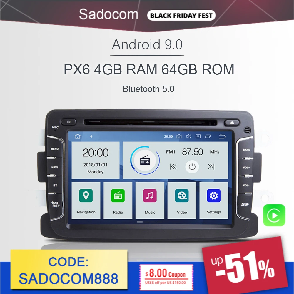 Автомобильный DVD плеер PX6 1 din Android 10 0 6 ядер 64 Гб ПЗУ автомагнитола RDS Авторадио для