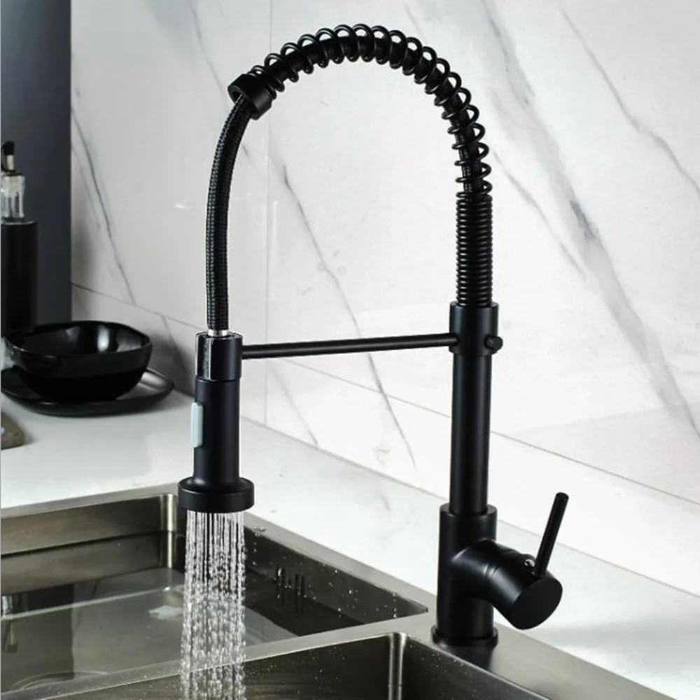 Spring Pullout Brass Matte Black Kitchen Faucet Hot Cold Water Mixer Tap Faucets 360 Rotation 2 Functions Stream Sprayer Nozzle
Spring Pullout Brass Matte Black Kitchen Faucet Hot Cold Water Mixer Tap Faucets 360 Rotation 2 Functions Stream Sprayer Nozzle