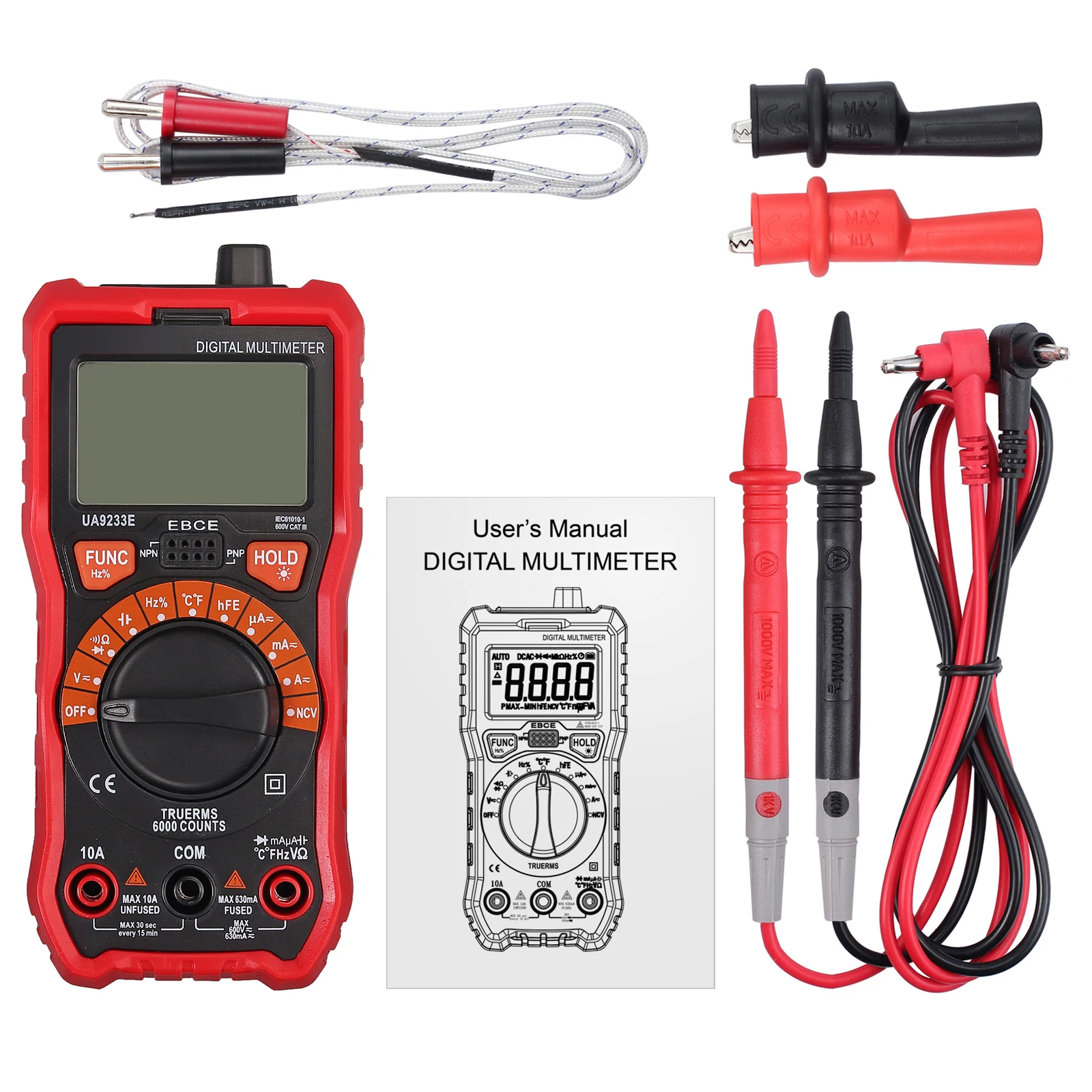 PROSTER LCD Digital Multimeter 6000 Count True RMS Auto Ranging NCV AC/DC Voltage Current Resistance Multi Tester with Backlight
PROSTER LCD Digital Multimeter 6000 Count True RMS Auto Ranging NCV AC/DC Voltage Current Resistance Multi Tester with Backlight