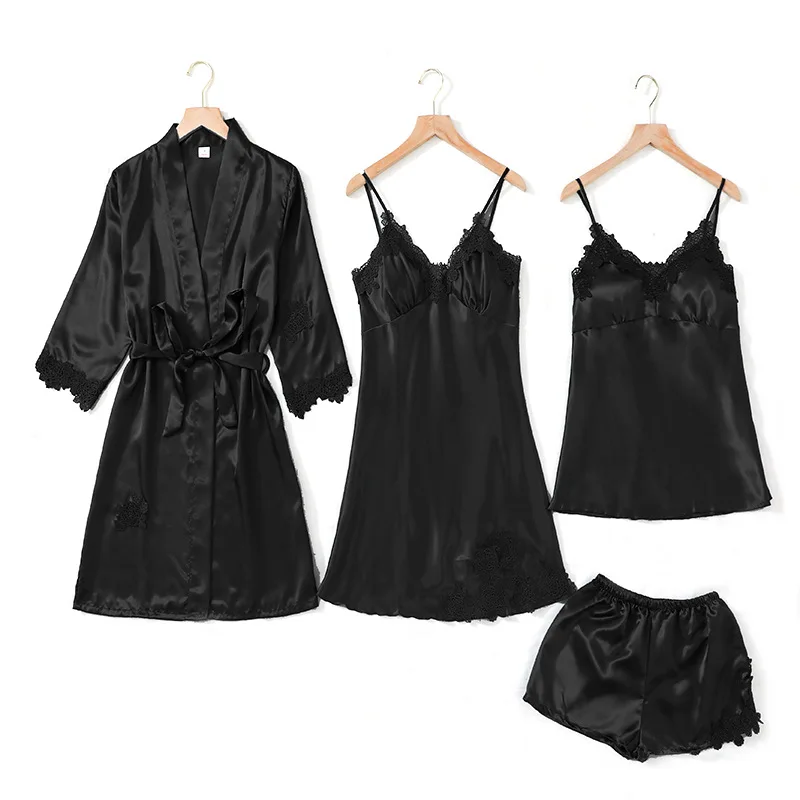 4 Piece Set Women Silk Robe Dress Pijamas Sexys Damas Sexy Nightwear Night Gown Set Sleepwear Lingerie Dress Bielizna Nocna
4 Piece Set Women Silk Robe Dress Pijamas Sexys Damas Sexy Nightwear Night Gown Set Sleepwear Lingerie Dress Bielizna Nocna