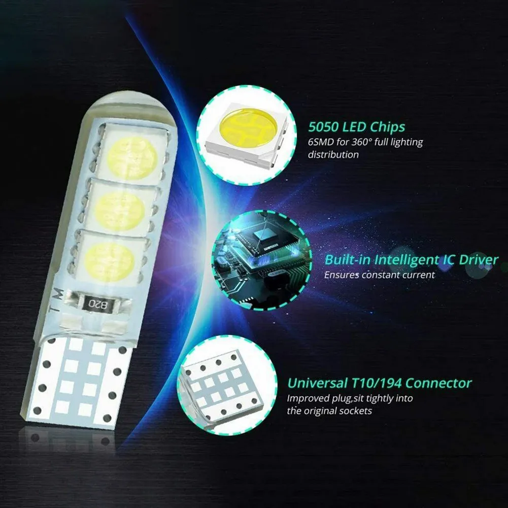2pcs LED Light Bulbs W5W 501 5050 COB 6SMD Led Parking Bulb Auto Wedge Clearance Lamp Silica Bright White License Light Bul
2pcs LED Light Bulbs W5W 501 5050 COB 6SMD Led Parking Bulb Auto Wedge Clearance Lamp Silica Bright White License Light Bul