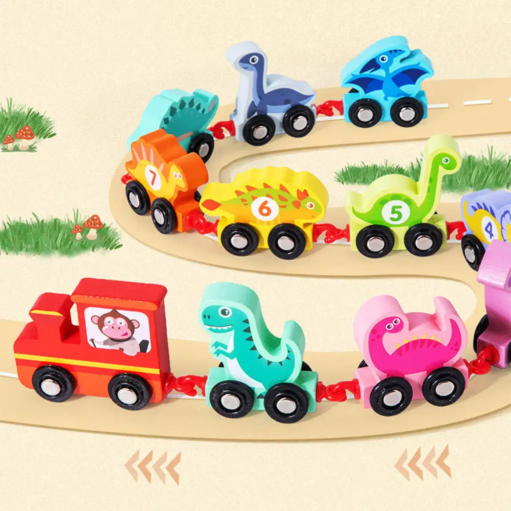 11 Pieces Wooden Train Set Educational Drag Toy Math Digital Toy Dinosaur Theme for Early Learning Boys and Girls Baby Children
11 Pieces Wooden Train Set Educational Drag Toy Math Digital Toy Dinosaur Theme for Early Learning Boys and Girls Baby Children