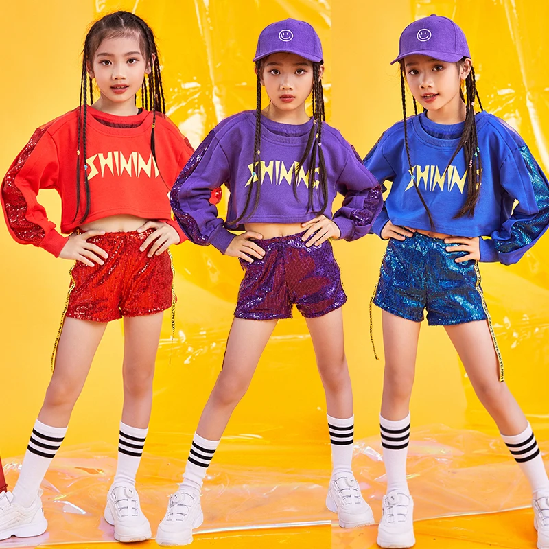 2021 New Hip Hop Costumes For Girls Sequined Long-Sleeved Shirt Shorts Cheerleader Costume Kids Jazz Performance Wear Children
2021 New Hip Hop Costumes For Girls Sequined Long-Sleeved Shirt Shorts Cheerleader Costume Kids Jazz Performance Wear Children