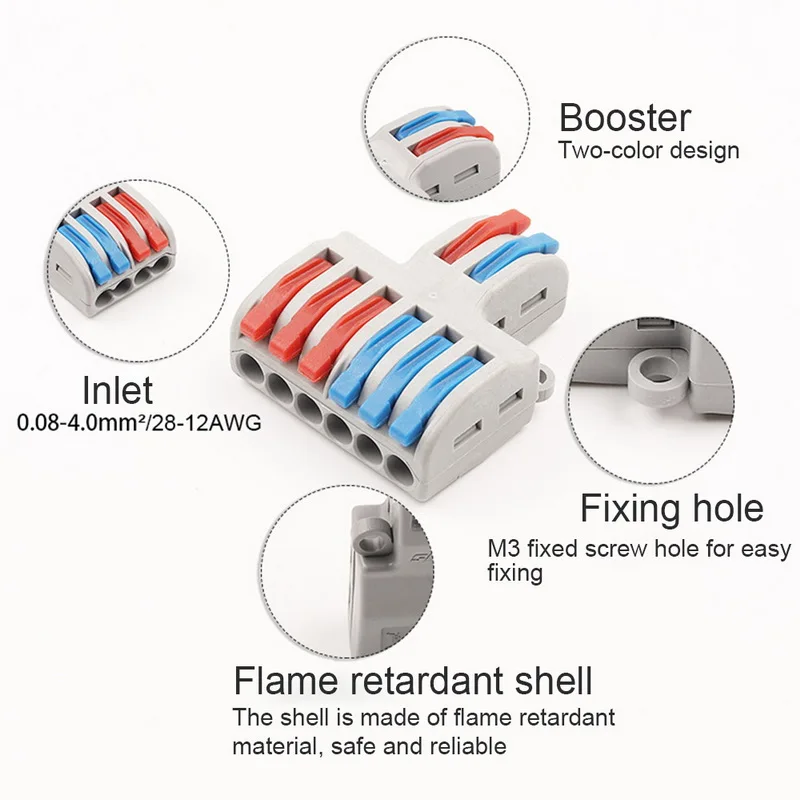 5/10pcs/Lot SPL-42/62 Mini Fast Wire Connector Universal Wiring Cable Connector Push-in Conductor Terminal Block
5/10pcs/Lot SPL-42/62 Mini Fast Wire Connector Universal Wiring Cable Connector Push-in Conductor Terminal Block