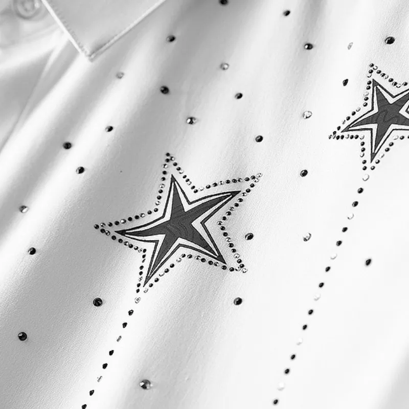Shirt Star Rhinestone Men Casual Business Dress Shirts Camisa Masculina 2021 Spring Long Sleeve Slim Social Party Male Clothing 
Shirt Star Rhinestone Men Casual Business Dress Shirts Camisa Masculina 2021 Spring Long Sleeve Slim Social Party Male Clothing