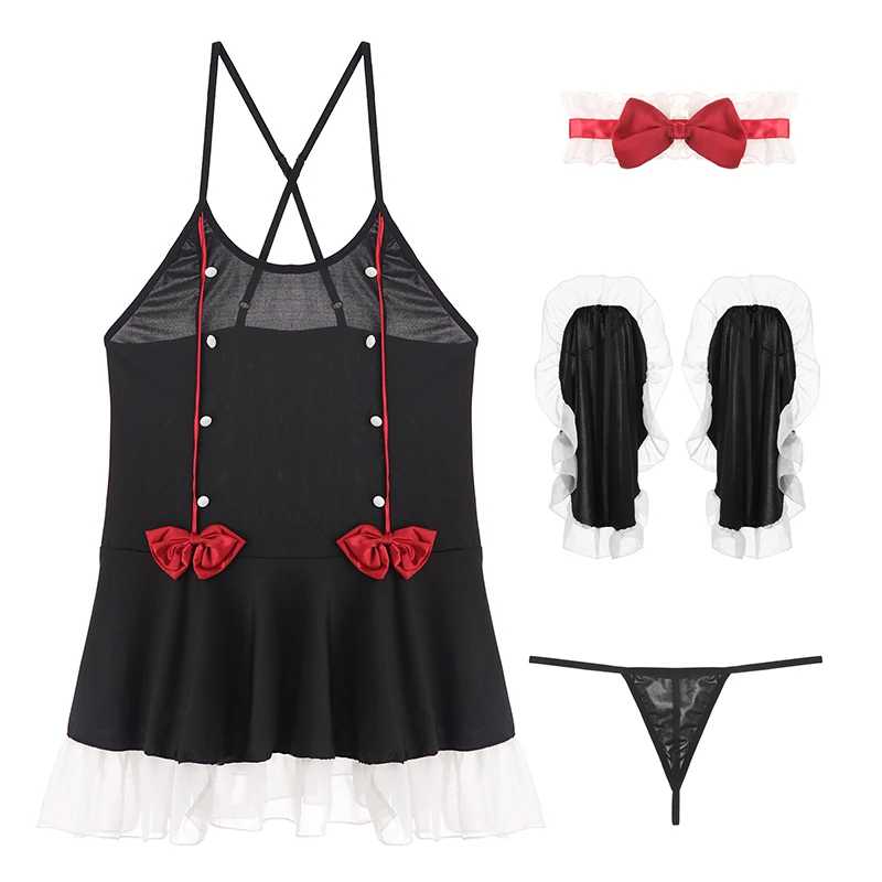 Girls Black Halter Strapless Backless Maid Outfit Cosplay Sexy Student Secretary Uniform Tempting Dress Lolita Babydoll Uniform
Girls Black Halter Strapless Backless Maid Outfit Cosplay Sexy Student Secretary Uniform Tempting Dress Lolita Babydoll Uniform