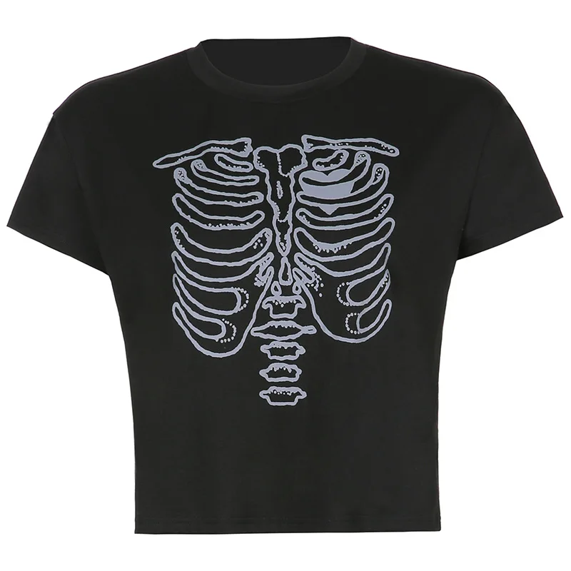 Skeleton Print T Shirt 2021 Summer Women Round Neck Short Sleeve Graphic T Shirts Streetwear Casual Black Tees
Skeleton Print T Shirt 2021 Summer Women Round Neck Short Sleeve Graphic T Shirts Streetwear Casual Black Tees