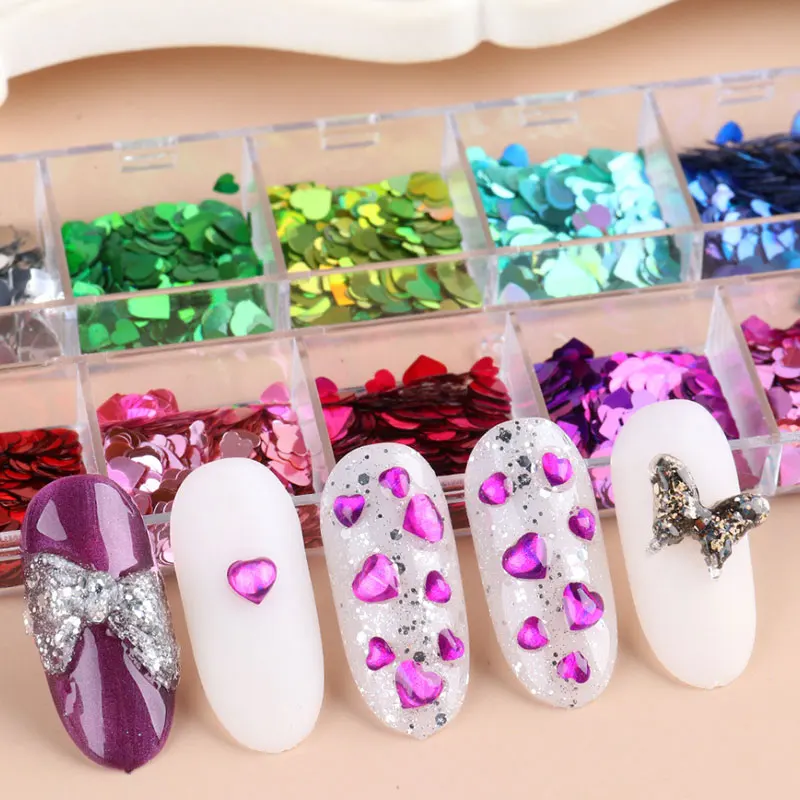 12 Grids Nail Glitter Nail Accessories Manicure Tips Mix Color Nail DIY 3D Nail Decoration Glitter Heart Pattern Nail Sequins
12 Grids Nail Glitter Nail Accessories Manicure Tips Mix Color Nail DIY 3D Nail Decoration Glitter Heart Pattern Nail Sequins