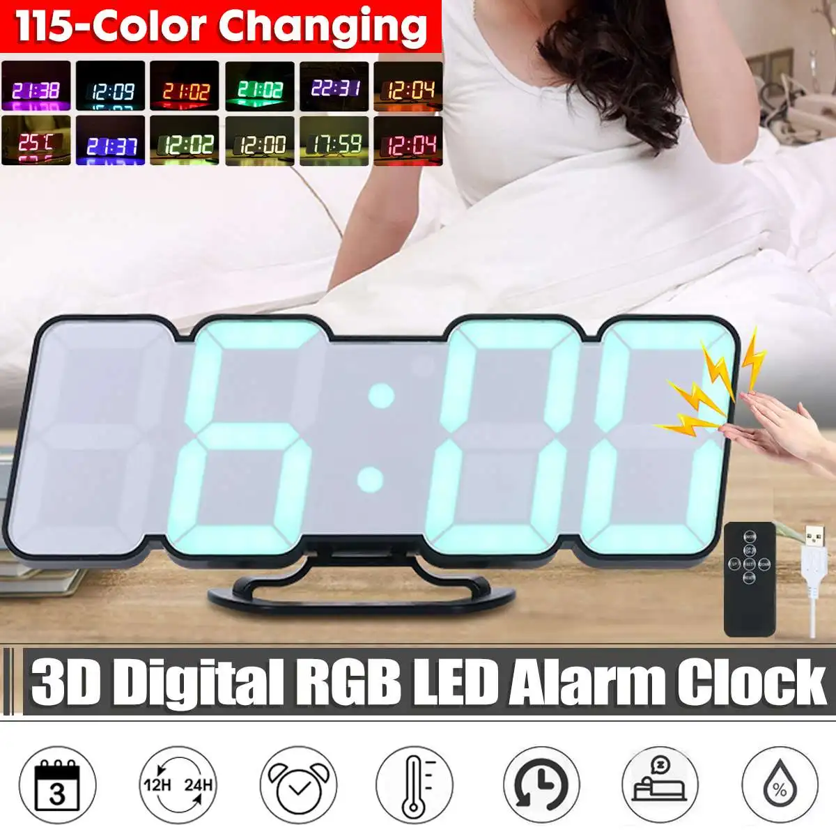 3D LED Wall Clock Modern Design Digital Table Clock Alarm Nightlight Temperature & Humidity & Countdown Watch For Home Living
3D LED Wall Clock Modern Design Digital Table Clock Alarm Nightlight Temperature & Humidity & Countdown Watch For Home Living