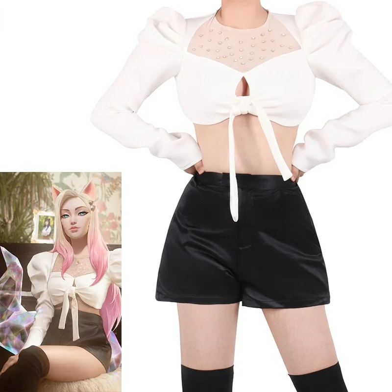 New KDA Ahri Cosplay Costumes LOL Game Ahri Lovely girl group Halloween Cosplay Costume White Sexy puff sleeve Baddest
New KDA Ahri Cosplay Costumes LOL Game Ahri Lovely girl group Halloween Cosplay Costume White Sexy puff sleeve Baddest