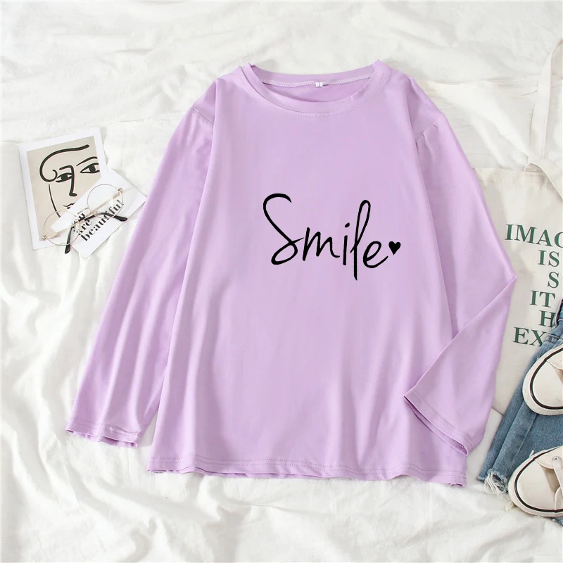 Women's T-shirts Letter Print O-neck Sweet Long Sleeve Woman Oversize 2021 Spring Summer Female Basic Casual Tops T-shirt
Women's T-shirts Letter Print O-neck Sweet Long Sleeve Woman Oversize 2021 Spring Summer Female Basic Casual Tops T-shirt