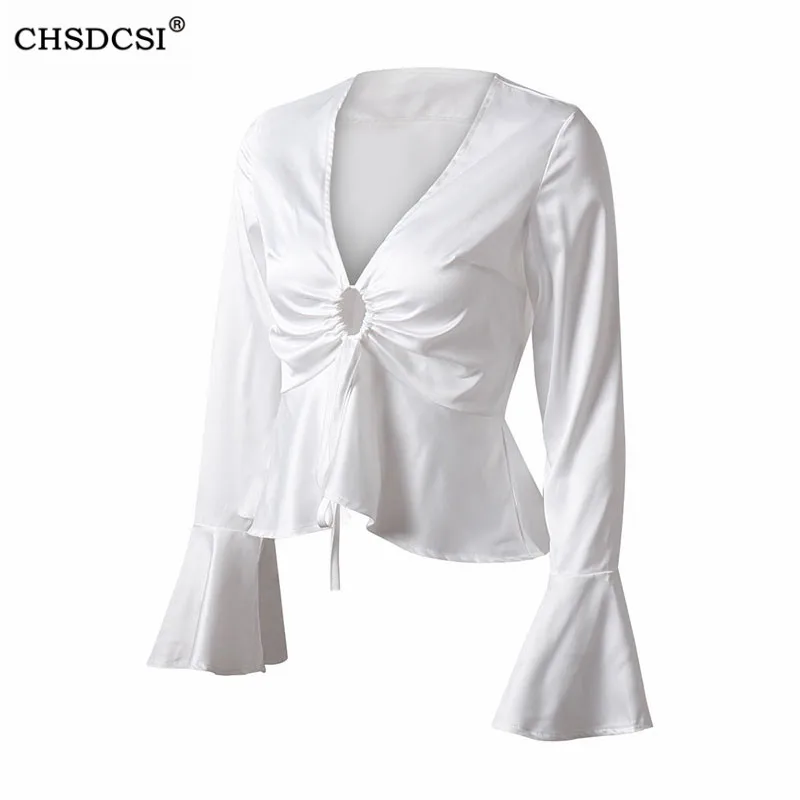 Women White Blouse Summer V neck Shirts lon Sleeve Sexy Hollow Out Tops Hot Casual Loose Black Solid XL Office Blusas 
Women White Blouse Summer V neck Shirts lon Sleeve Sexy Hollow Out Tops Hot Casual Loose Black Solid XL Office Blusas