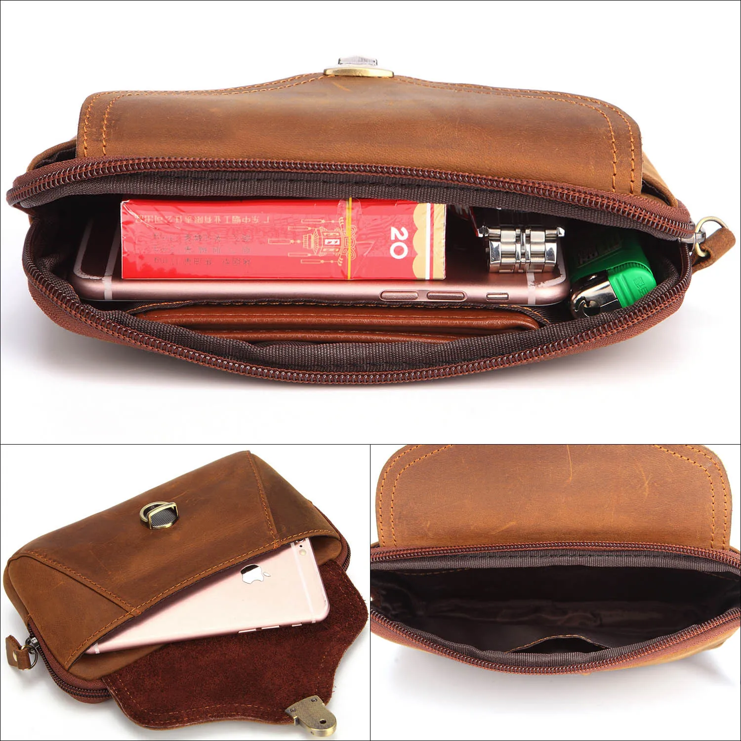 men's Genuine Leather waist bag crazy horse leather phone bag male double with cover leisure buckle bag belt bag pockets
men's Genuine Leather waist bag crazy horse leather phone bag male double with cover leisure buckle bag belt bag pockets