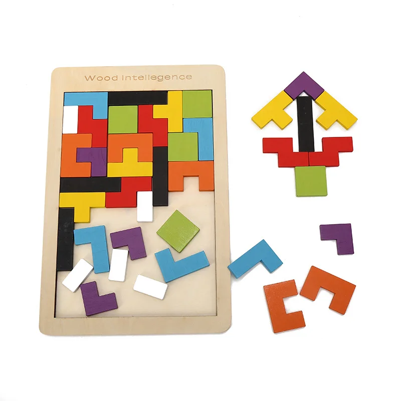 Деревянные игрушки пазлы Тетрис головоломки кубики для детей Tangram детская