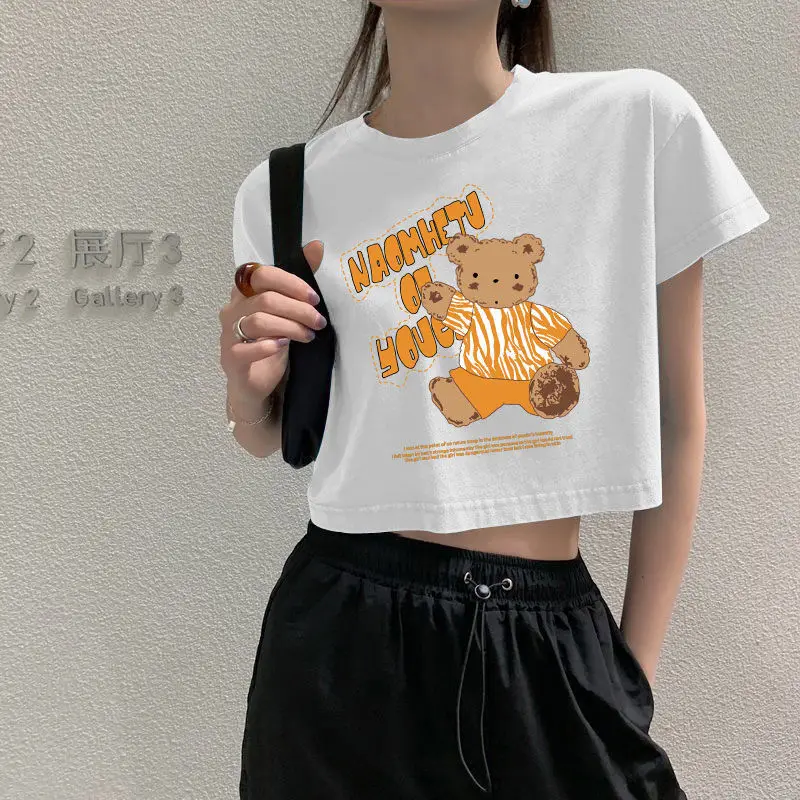 Pure cotton lovely printed short-sleeved t-shirt female student high waist was thin and short crop top Tooling style tshirt girl
Pure cotton lovely printed short-sleeved t-shirt female student high waist was thin and short crop top Tooling style tshirt girl
