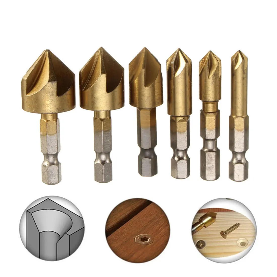 6mm-19mm 6pcs/ 3pcs HSS Chamfer Countersink Chamfer Drill Bit 1/4" Hex Shank 90 Degree Wood Chamfering Cutter
6mm-19mm 6pcs/ 3pcs HSS Chamfer Countersink Chamfer Drill Bit 1/4" Hex Shank 90 Degree Wood Chamfering Cutter