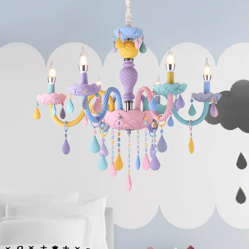 Crystal Chandelier Macaron Color Droplight Children Bedroom Lamp Creative Fantasy girl princess Luminaire hanging light fixtures
Crystal Chandelier Macaron Color Droplight Children Bedroom Lamp Creative Fantasy girl princess Luminaire hanging light fixtures