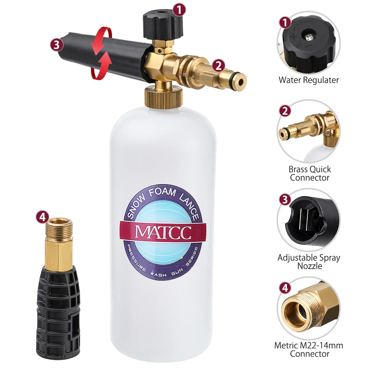1 Liter Bottle Snow Foam Lance Generator High Pressure Soap Foamer for Professional High Pressure Washer SPX Series Car Washer
1 Liter Bottle Snow Foam Lance Generator High Pressure Soap Foamer for Professional High Pressure Washer SPX Series Car Washer