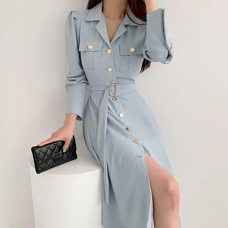 Korea Chic Elegant Light Mature Woman Spring Autumn Temperament Slim With Belt A-Line One-Piece Female Dress Office Clothing
Korea Chic Elegant Light Mature Woman Spring Autumn Temperament Slim With Belt A-Line One-Piece Female Dress Office Clothing