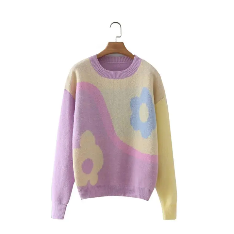 Ladies Fashion Contrast Flower Pattern Knitted Sweater Autumn Pullover Women 2021 Za O-Neck Long Sleeve Casual Sweater p764
Ladies Fashion Contrast Flower Pattern Knitted Sweater Autumn Pullover Women 2021 Za O-Neck Long Sleeve Casual Sweater p764