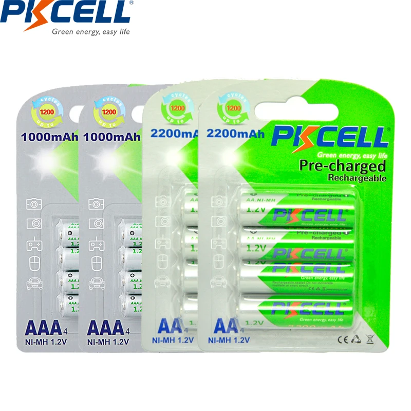 PKCELL 8pcs aaa 1000mah 1.2v NIMH rechargeable battery and 8pcs aa 2200mah low self discharge batteries
PKCELL 8pcs aaa 1000mah 1.2v NIMH rechargeable battery and 8pcs aa 2200mah low self discharge batteries