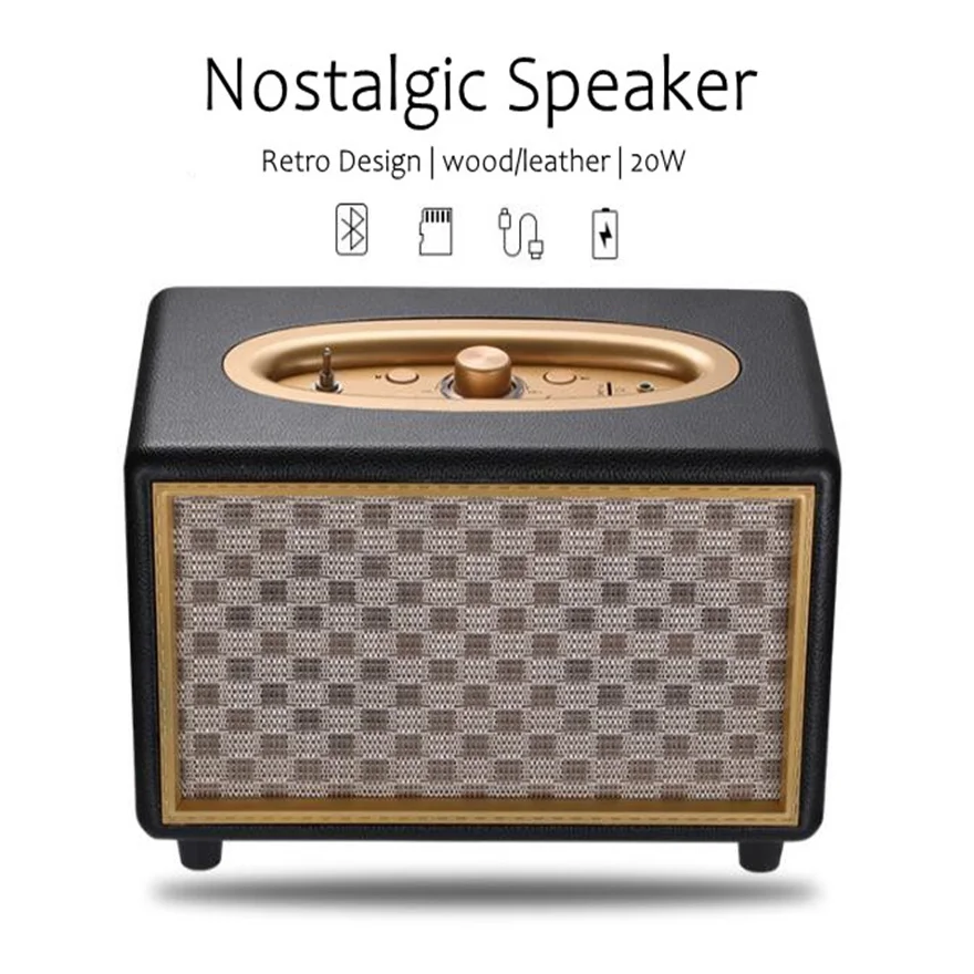 Nostalgic Bluetooth Speaker 20W Wood & Leather Soundbar Vintage Boombox Retro Music Box Sound System Loudspeaker Strong Bass
Nostalgic Bluetooth Speaker 20W Wood & Leather Soundbar Vintage Boombox Retro Music Box Sound System Loudspeaker Strong Bass