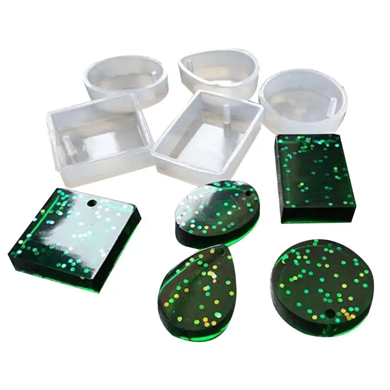 DIY Bracelet Pendant Drop Glue Mold Set Crystal Silicone Mold with Dropper Stir A2UA