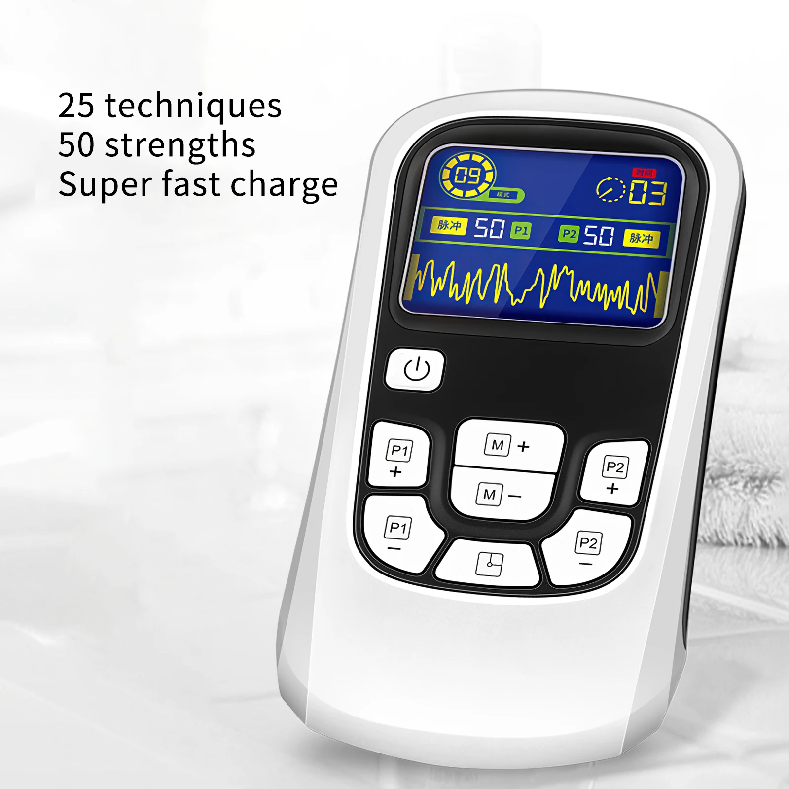 Rechargeable Pulse Massager EMS Dual Channel With 4 Reusable Electrode Pads 25-Mode And 50-Intensity For Back Neck Knees Pain
Rechargeable Pulse Massager EMS Dual Channel With 4 Reusable Electrode Pads 25-Mode And 50-Intensity For Back Neck Knees Pain