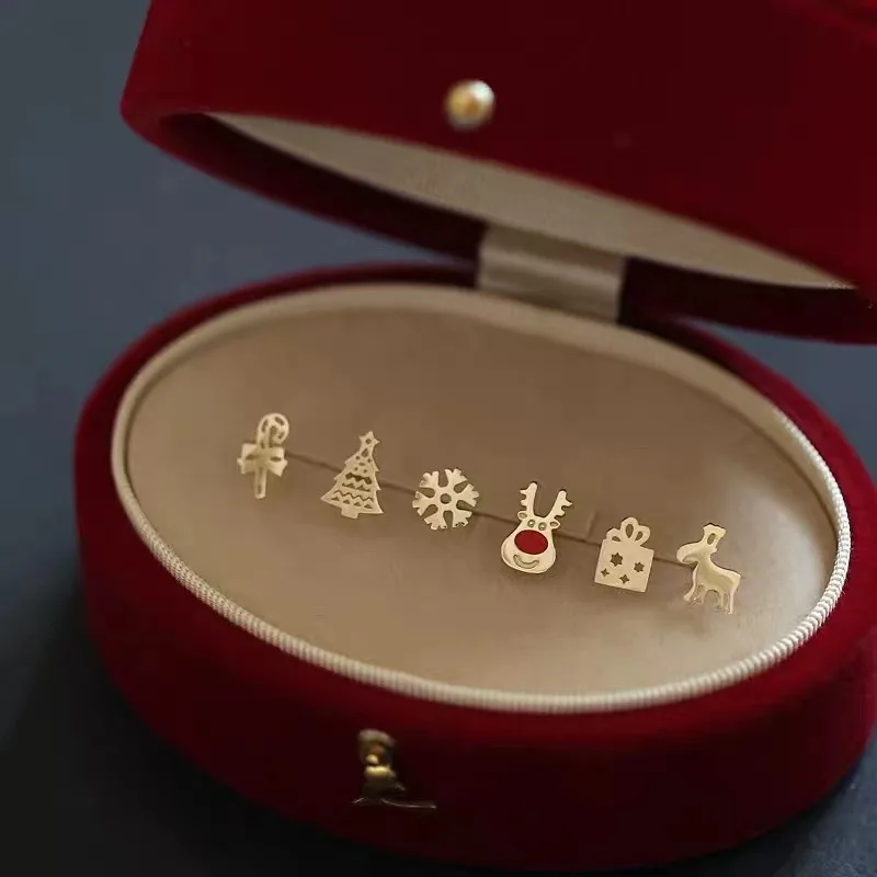 s925 Silver Women's Mini Christmas Series Ear Studs Elk Head Snowflake Christmas Tree Cane Earrings Jewelry Accessories Gifts
s925 Silver Women's Mini Christmas Series Ear Studs Elk Head Snowflake Christmas Tree Cane Earrings Jewelry Accessories Gifts