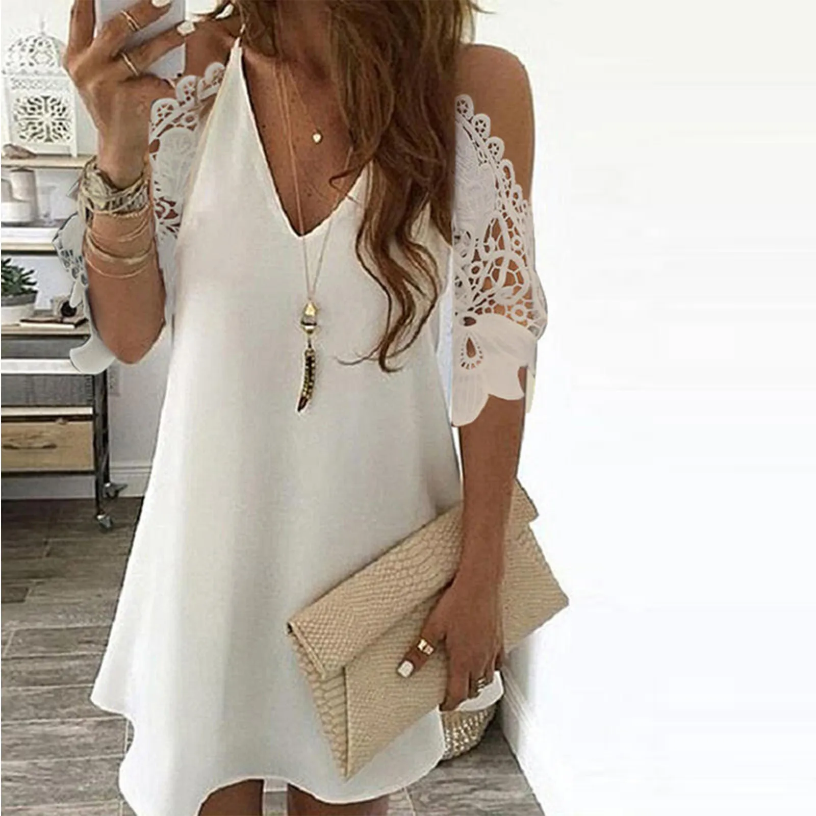 Summer Women's Off Shoulder Lace Party Beach Mini Dress Casual V-Neck Sexy Floral Print Vintage Dresses Plus Size Sundress Rob
Summer Women's Off Shoulder Lace Party Beach Mini Dress Casual V-Neck Sexy Floral Print Vintage Dresses Plus Size Sundress Rob