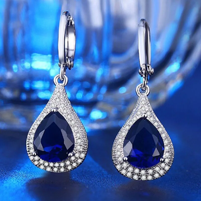 925 Sterling Silver New Fashion Temperament Drop Earrings Zircon Inlaid Super Shiny Sapphire Crystal For Women Exquisite Jewelry 
925 Sterling Silver New Fashion Temperament Drop Earrings Zircon Inlaid Super Shiny Sapphire Crystal For Women Exquisite Jewelry