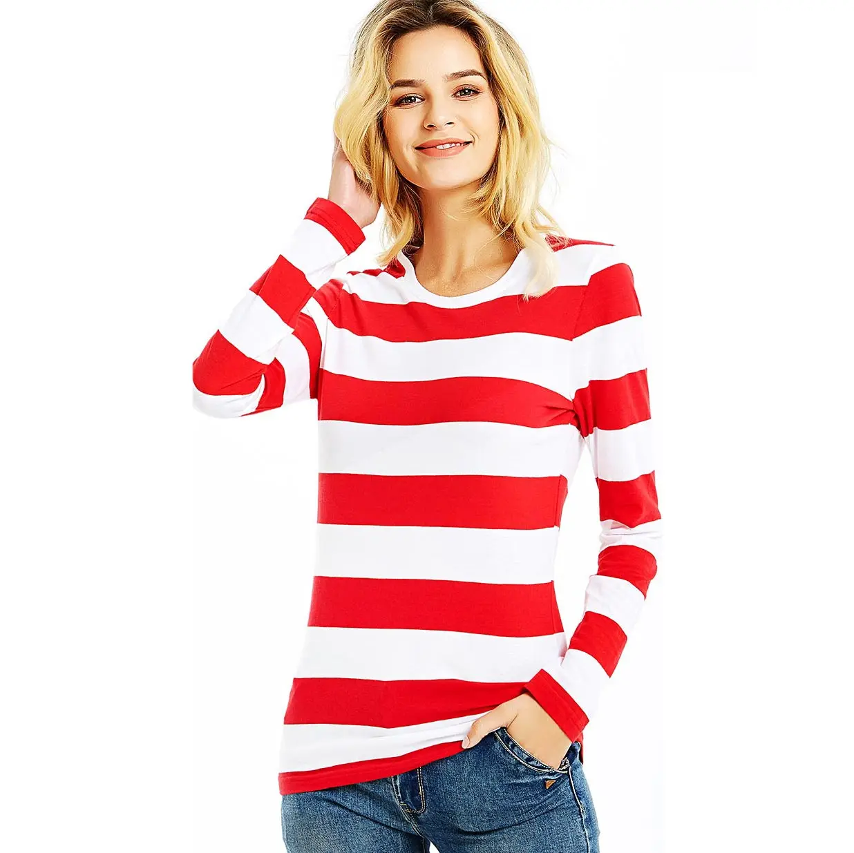 Red White Striped T Shirt for Women Round Neck Long Sleeve Tees for Women Colorful Stripes Cool Casual Summer
Red White Striped T Shirt for Women Round Neck Long Sleeve Tees for Women Colorful Stripes Cool Casual Summer